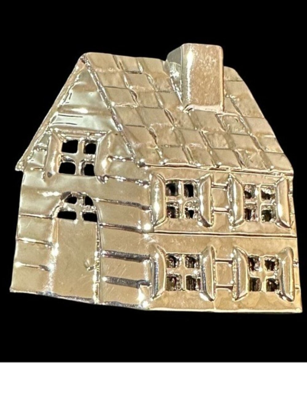 Danecraft Vintage Silver toned House Pin Brooch Signed 1.5" x 1.25" Unique Archi